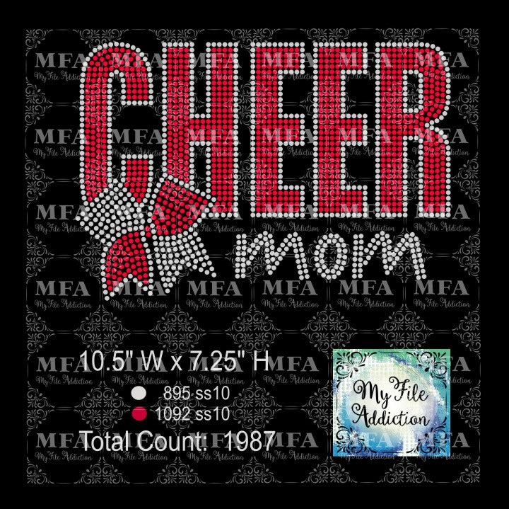 Cheer Mom Bold with Bow Rhinestone Digital Download File