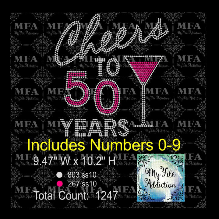 Cheers to Birthday Years Martini Rhinestone Digital Download File - My File Addiction