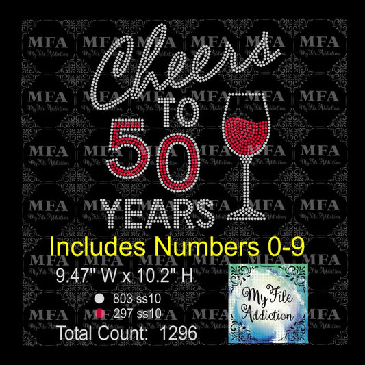 Cheers to Birthday Years Wine Rhinestone Digital Download File - My File Addiction