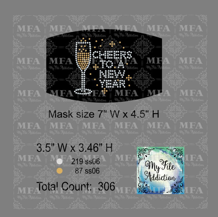Cheers to a New Year Small Rhinestone Digital Download File