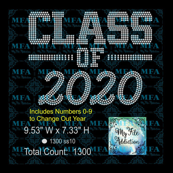 Class of with Numbers Senior Rhinestone Digital Download File - My File Addiction