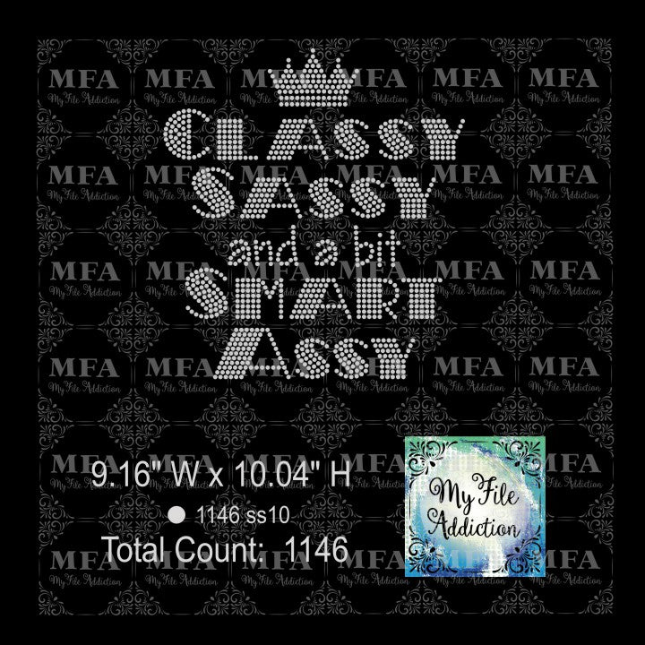 Classy Sassy and a bit Smart Assy Rhinestone Digital Download File