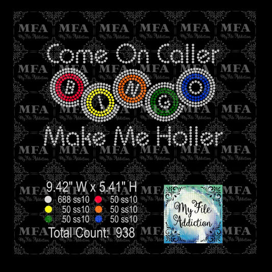 Come On Caller Make Me Holler Bingo Rhinestone Digital Download File - My File Addiction