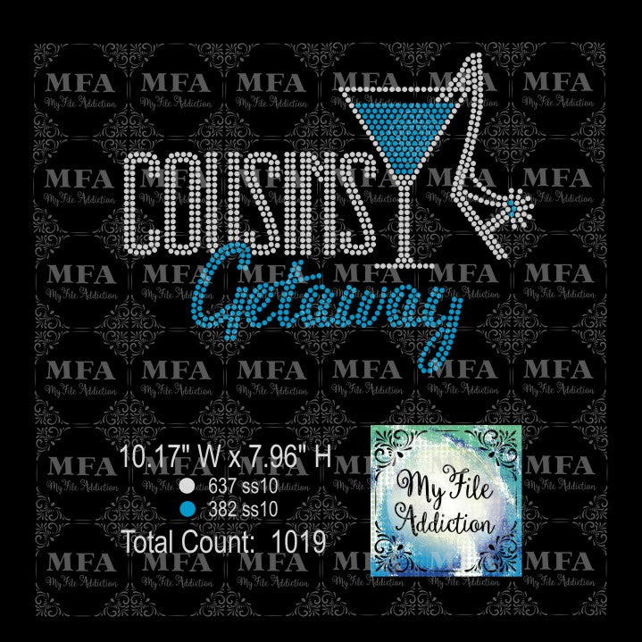 Cousins Getaway 2 Martini Rhinestone Digital Download File - My File Addiction