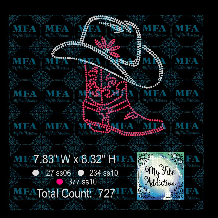 Cowboy Boot and Hat Rhinestone Digital Download File - My File Addiction
