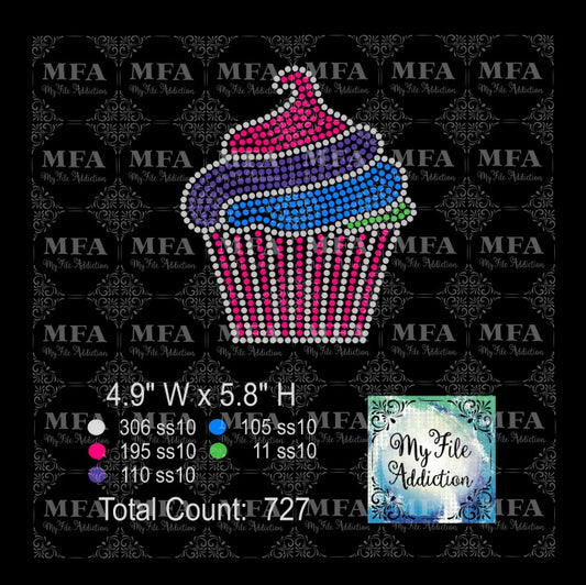 Cupcake Swirl 1 Birthday Rhinestone Digital Download File - My File Addiction