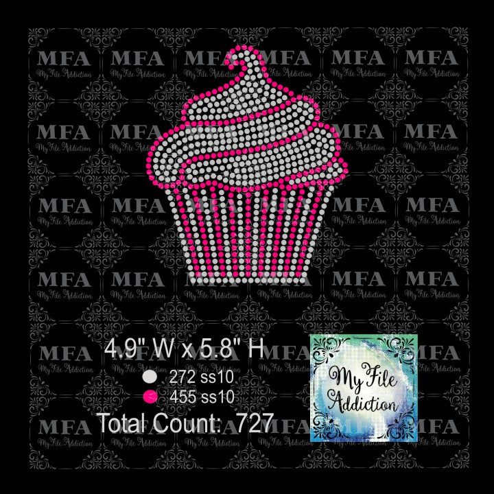 Cupcake Swirl 2 Birthday Rhinestone Digital Download File - My File Addiction