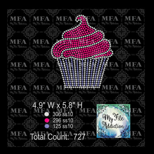 Cupcake Swirl 3 Birthday Rhinestone Digital Download File - My File Addiction