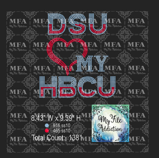 DSU Love My HBCU Rhinestone Digital Download File