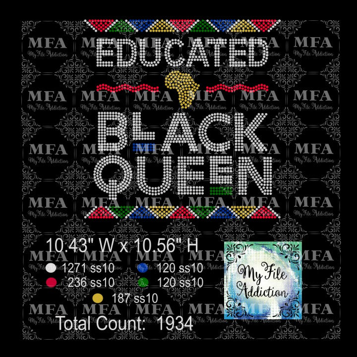 Educated Black Queen 1 Rhinestone Digital Download File - My File Addiction