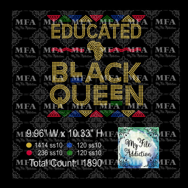 Educated Black Queen 2 Rhinestone Digital Download File - My File Addiction