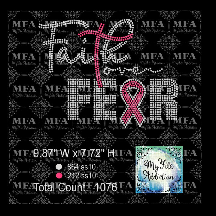 Faith Over Fear Awareness Cancer Rhinestone Digital Download File
