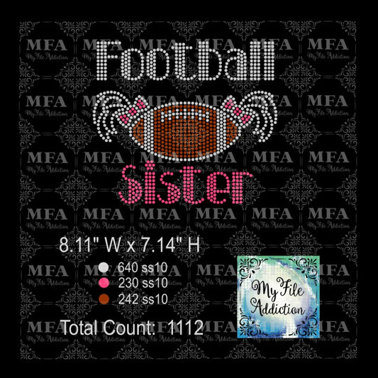 Football Sister Rhinestone Digital Download File