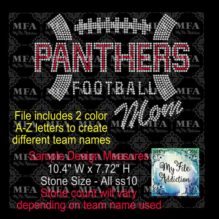 Football Mom 2 with Letters Rhinestone Digital Download File - My File Addiction