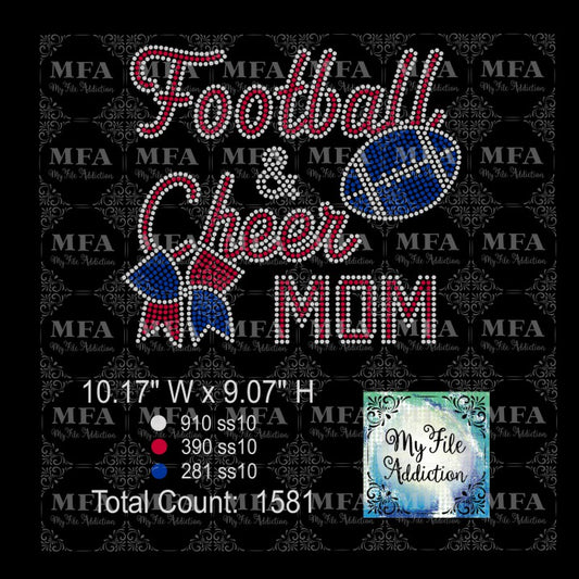 Football and Cheer Mom Rhinestone Digital Download File