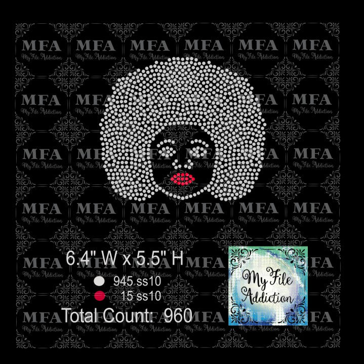 Girl with Afro Rhinestone Digital Download File - My File Addiction