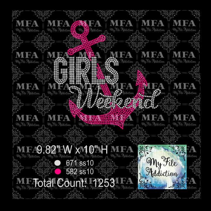 Girls Weekend with Anchor Rhinestone Digital Download File - My File Addiction