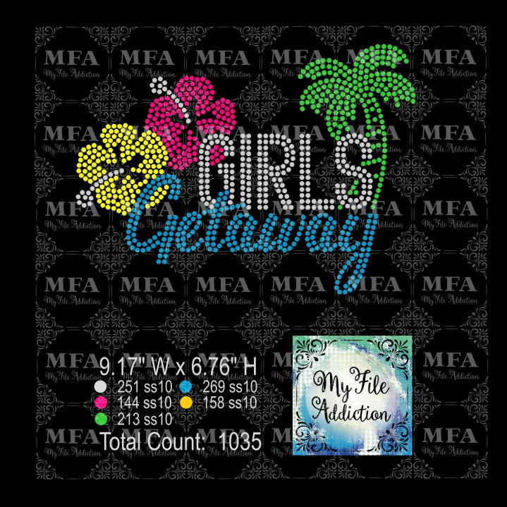 Girls Getaway Tropical 1 Rhinestone Digital Download File - My File Addiction