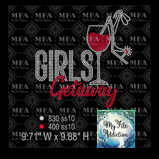 Girls Getaway Wine Glass Shoe Rhinestone Digital Download File - My File Addiction
