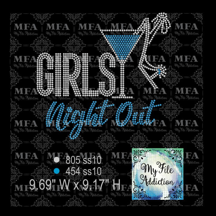 Girls Night Out Martini Glass Shoe Rhinestone Digital Download File - My File Addiction