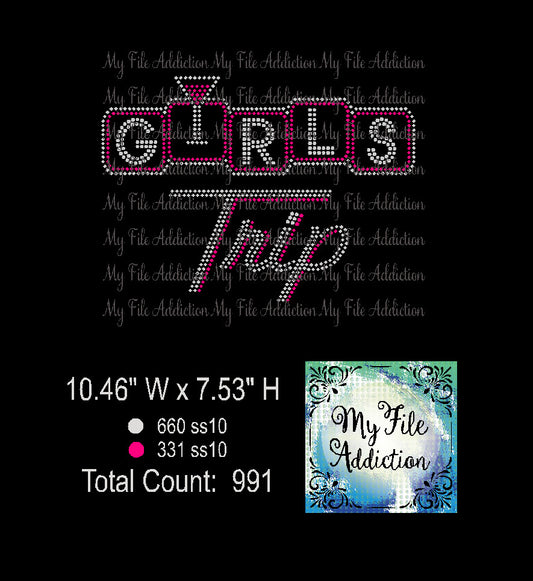 Girls Trip 2 with Martini Glass Rhinestone Digital Download File - My File Addiction