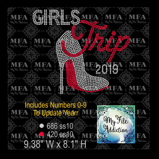 Girls Trip Stiletto with Year Rhinestone Digital Download File - My File Addiction