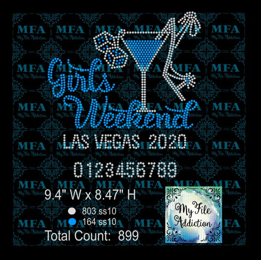 Girls Weekend Las Vegas with Numbers Martini Shoe Rhinestone Digital Download File - My File Addiction