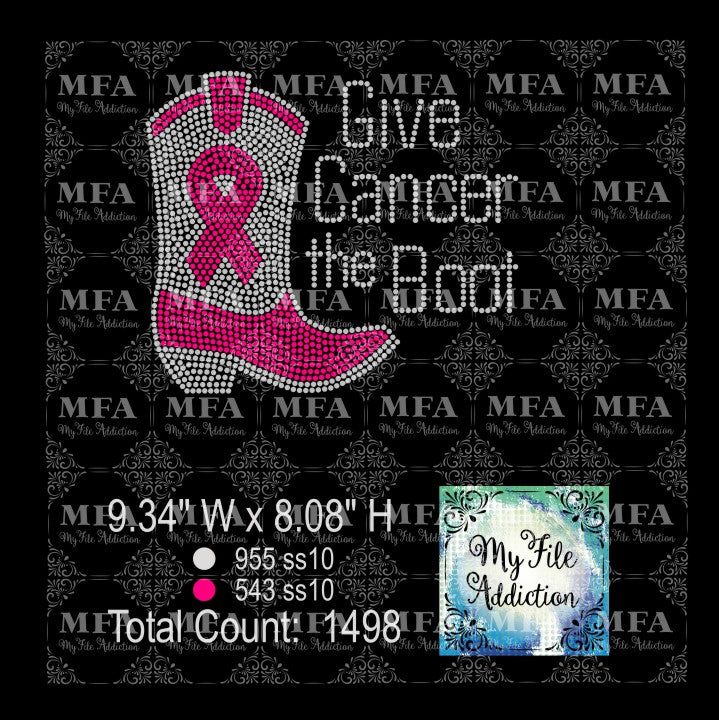Give Cancer The Boot Cancer Rhinestone Digital Download File