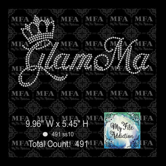 Glam Ma with Crown Rhinestone Digital Download File