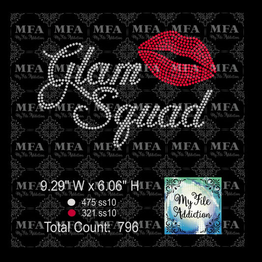 Glam Squad with Lips Rhinestone Digital Download File - My File Addiction