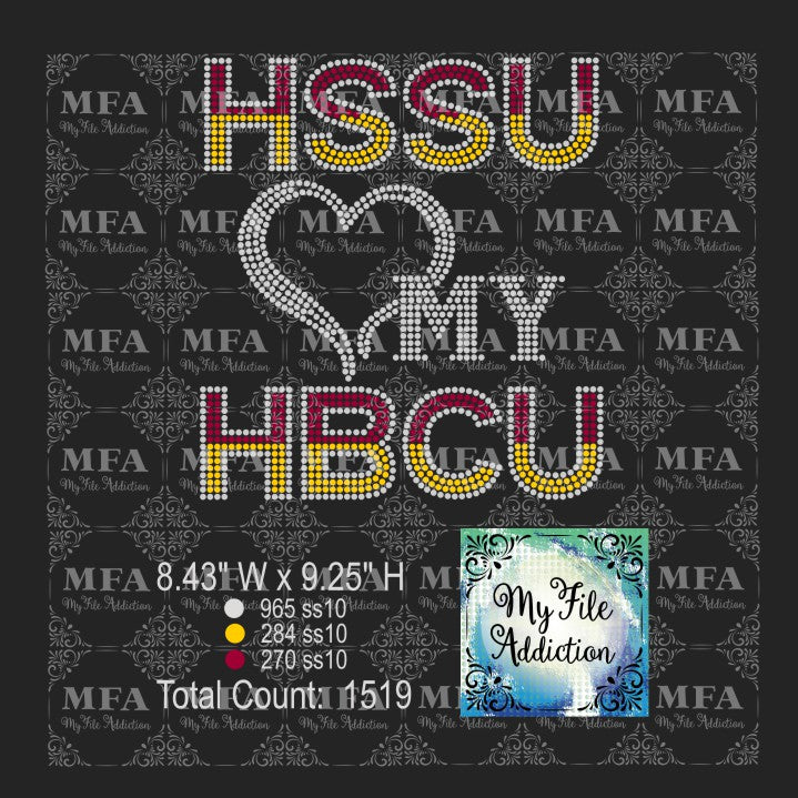 HSSU Love My HBCU Rhinestone Digital Download File - My File Addiction