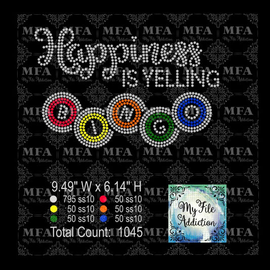 Happiness Is Yelling Bingo Rhinestone Digital Download File - My File Addiction