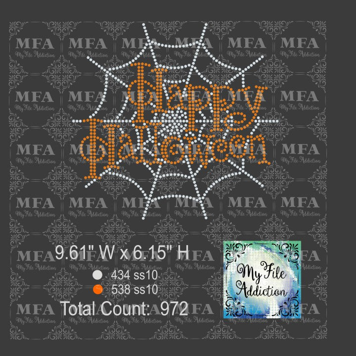Happy Halloween Web Rhinestone Digital Download File