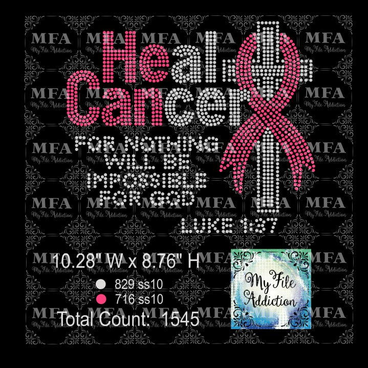 He Can Heal Cancer Rhinestone Digital Download File