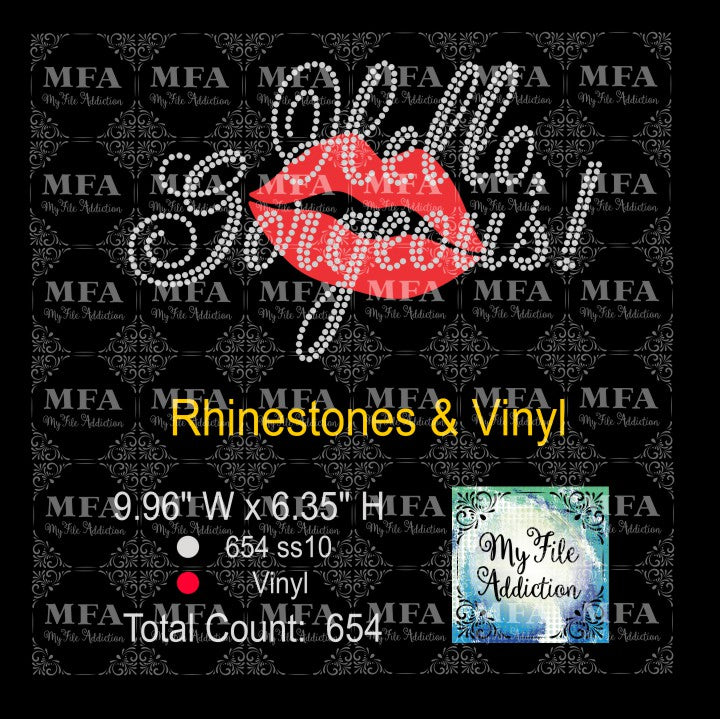 Hello Gorgeous Vinyl & Rhinestone Digital Download File
