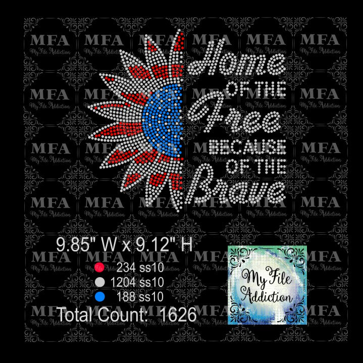 Home of the Free 4th of July Rhinestone Digital Download File