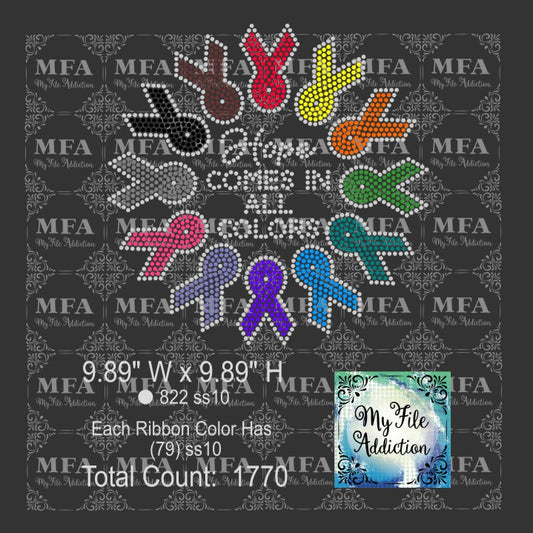 Hope Comes In All Colors 2 Cancer Awareness Ribbon Rhinestone Digital Download File