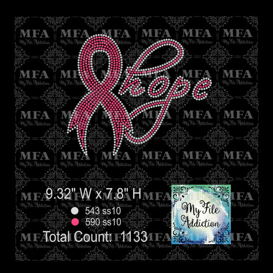 Hope with Ribbon Cancer Rhinestone Digital Download File