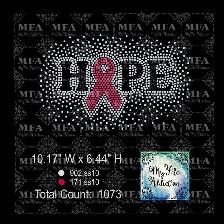 Hope with Ribbon Scatter Cancer Rhinestone Digital Download File