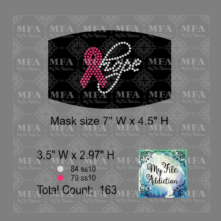 Hope with Ribbon Small Cancer Rhinestone Digital Download File