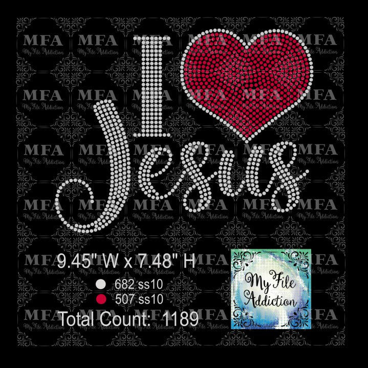 My File Addiction - I Love Jesus Rhinestone Digital Download