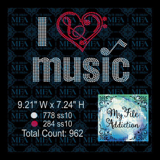 I Heart Music Rhinestone Digital Download File - My File Addiction