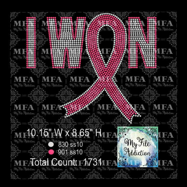 I Won with Ribbon Cancer Rhinestone Digital Download File - My File Addiction