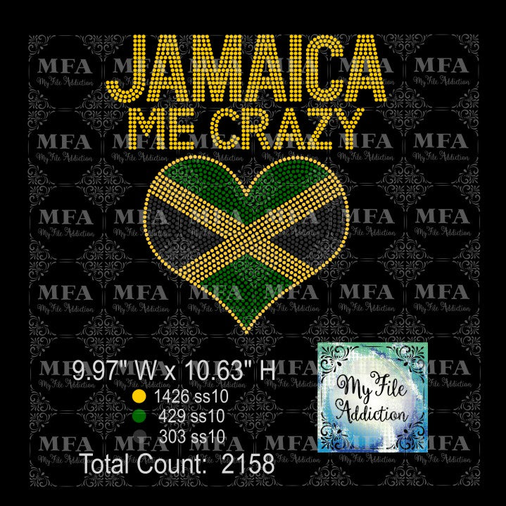 Jamaica Me Crazy Rhinestone Digital Download File