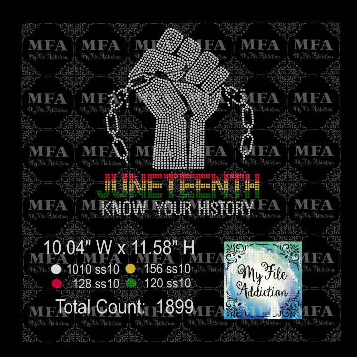 Juneteenth Know Your History Rhinestone Digital Download File - My File Addiction
