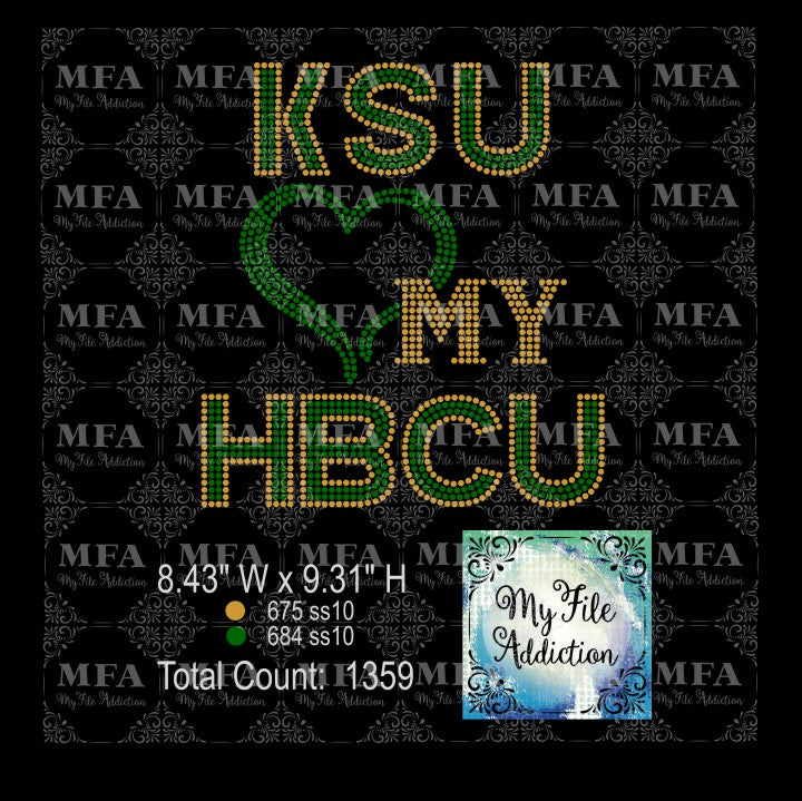 KSU Love My HBCU Rhinestone Digital Download File