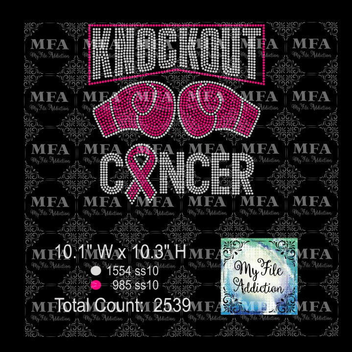Knockout Cancer Rhinestone Digital Download File