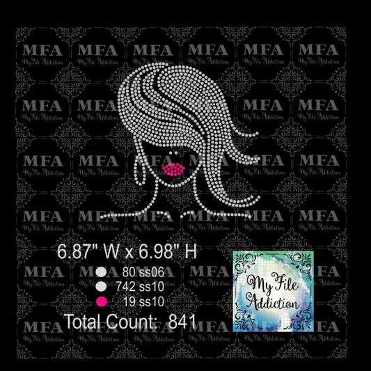Lady with Swish Hair 1 Rhinestone Digital Download File