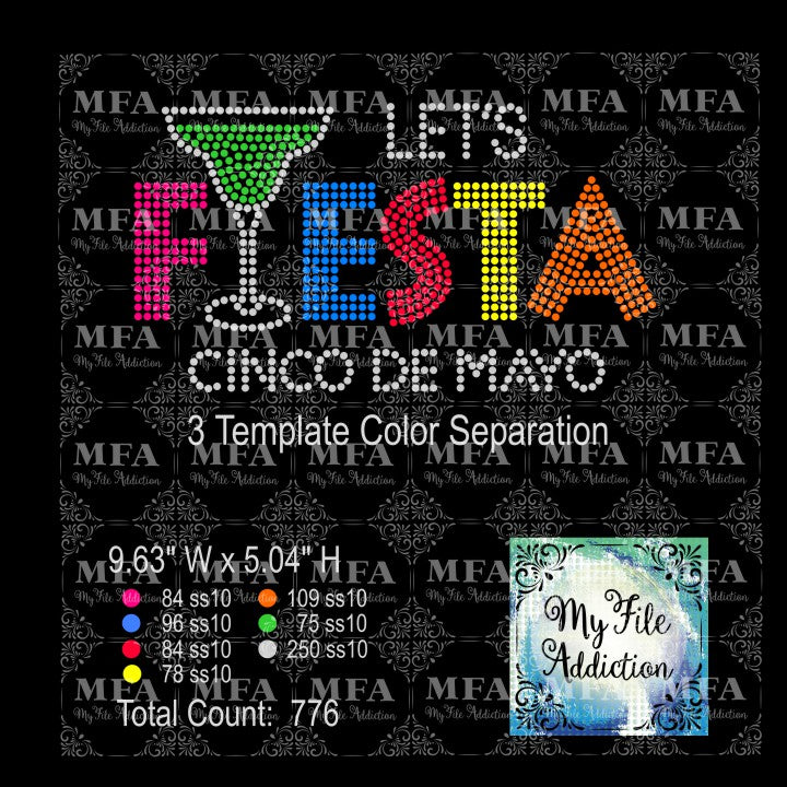 Let's Fiesta Rhinestone Digital Download File