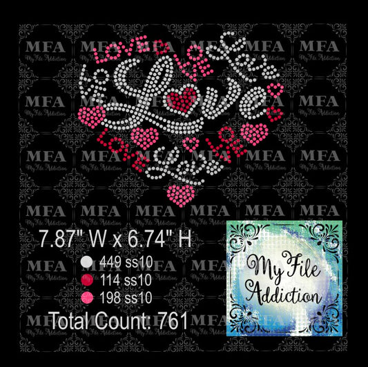 Love Heart 8 inch Rhinestone Digital Download File